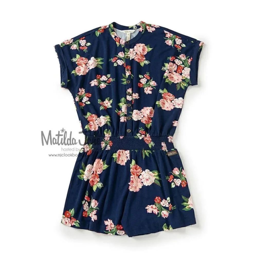 Matilda Jane Be Bold Floral Romper Navy Blue Brilliant Daydream Women's Size Sma